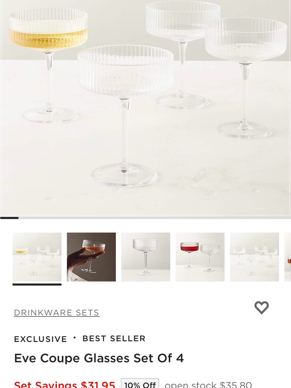 Eve Coupe Glasses Set of 12 - Clear